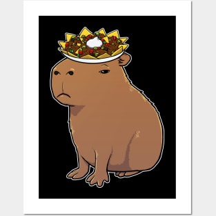 Capybara with Nachos on its head Posters and Art